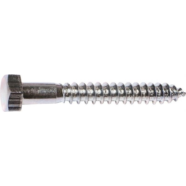 Midwest Fastener Lag Screw, 3/8 in, 4 in, Zinc Plated Hex Hex Drive 01319